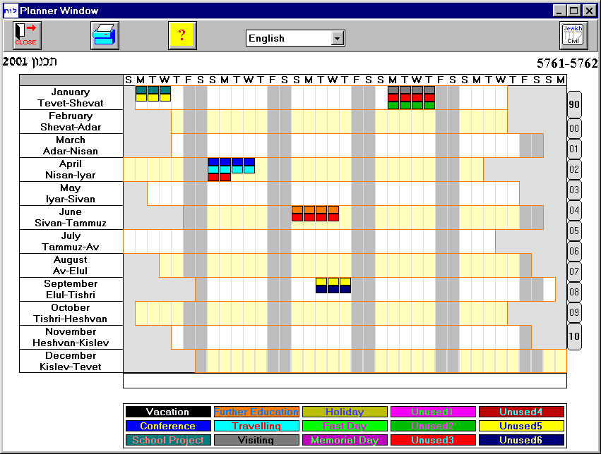 Project Planner of a Gregorian Month
